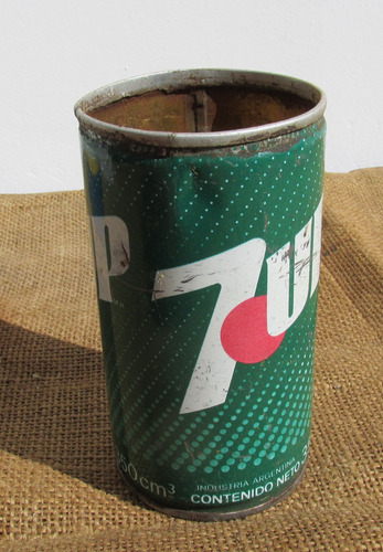 Antigua Lata 7up De Chapa, Años 70, Sin Tapa