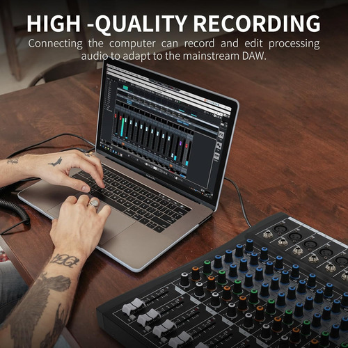 Mezclador De Audio 12 Canales Usb Bluetooth Con Efectos Digi