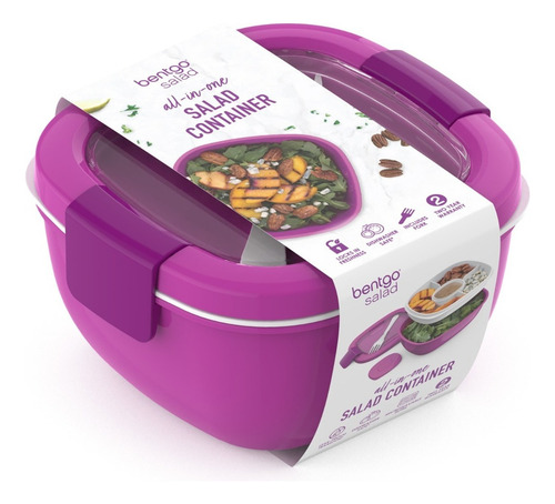 Lonchera Hermética Con Divisiones Bentgo Salad Con Tenedor Color Violeta