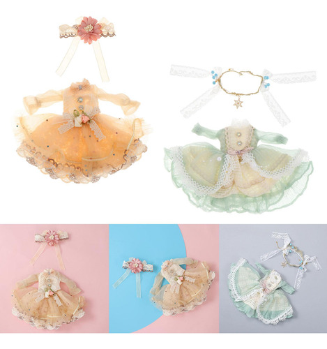 2 Juegos 1/6 Ropa De Muñeca Bjd Estilo Amarillo Y Verde