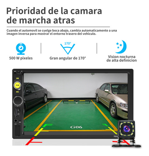 Autoestéreo Land Cast 1din Pantalla Táctil Mirrorlink Cámara