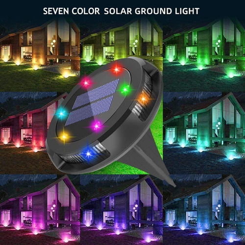 4 Luces Solares De Jardín Rgb, 10 Led+resistente Al Agua