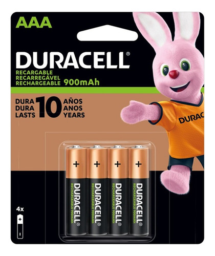 Pilas Recargable Duracell 900 Mah Aaa 4 Unid / Angelstock