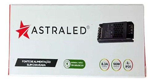 Fonte De Alimentação Slim Chaveada 12v 8.3a 100w Astraled
