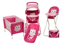 Comprar Set De Muñecas Princesas Cochesito Maletin Silla Corral Niña
