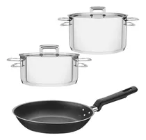 Comprar Set Cacerolas Brava Con Asas Y Tapa 16cm + Sartén Aluminio