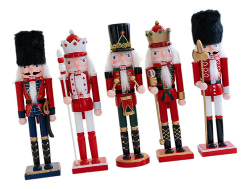 5 Figuras De Cascanueces De Madera, Decoración Navideña De