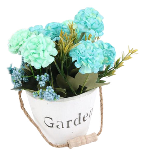 Flor De Hortensias Artificiales Redondo Azul