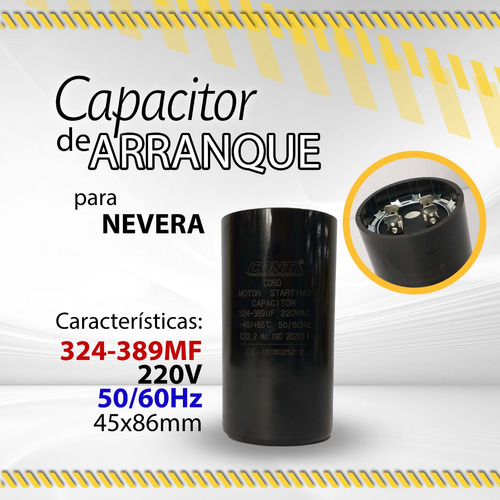 Capacitor D Arranque P/nevera 324-389mf 220v Conti / 09015