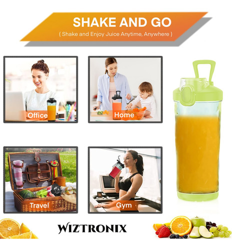 Licuadora Portátil Wiztronix Inalámbrica De 600 Ml Con Acero