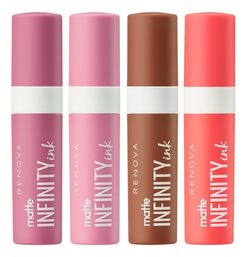 Renova | Kit 4 Labiales Liquido Matte Infinity Ink Color Gama 2