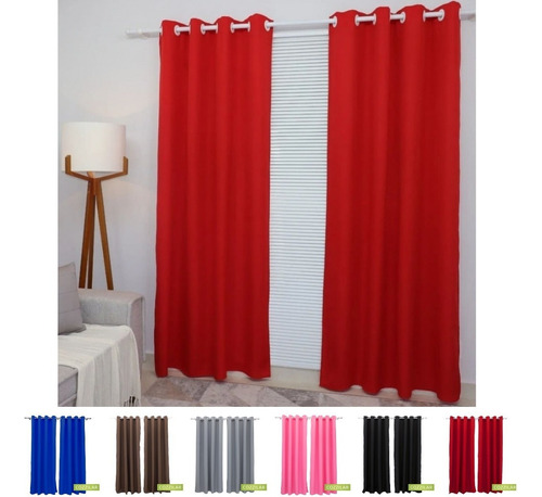 Cortina Oxford Para Sala Ou Quarto 300x250 Lisa Luxo Cor Vermelho