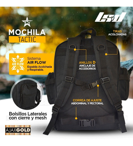 Imagen 7 de 10 de Mochila Tactica Militar Camping Asalto Trekking 45 Litros