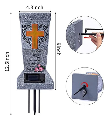 Huyieno Jarrón Solar Para Tumba De Cementerio Con Led Para F