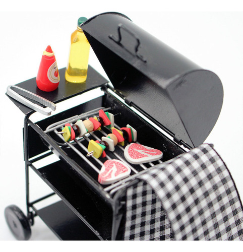 Parrilla De Barbacoa En Miniatura Para Casa De Muñecas