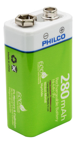 Bateria 9v 280mah Recargable Philco 