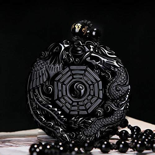 L Collar Curativo De Dragón Fénix De Obsidiana Negra Natural