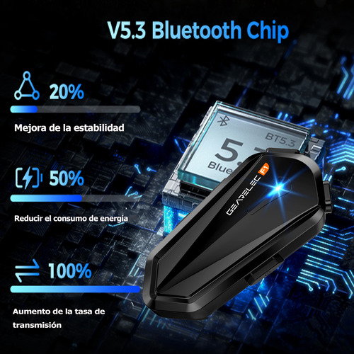 Audífonos Para Casco De Motos Gearelec F1 Bluetooth 5.3 Impermeables 2000mAh Batería Llamadas manos libres Hifi Eq Sonido 3D estéreo