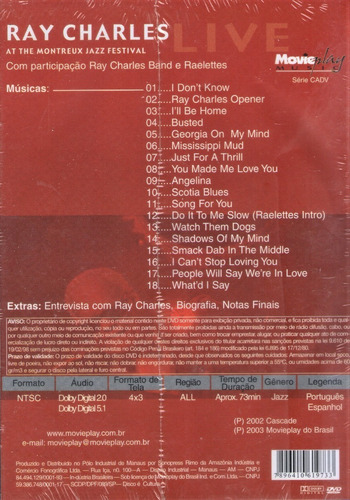 Dvd Ray Charles At The Montreux Jazz Festival - Lacrado