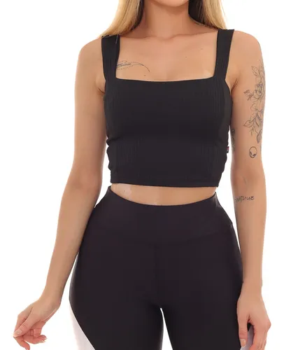 Cropped Feminina Blusinha Curta Alça Grossa Simples Canelado