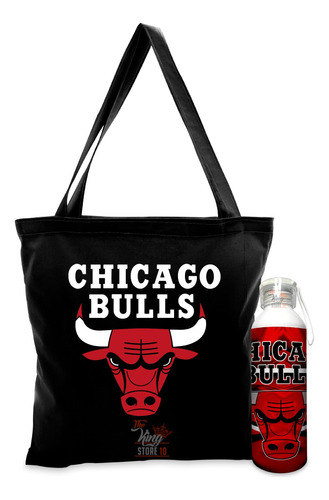 Bolso Tote Bag + Botella, Chicago Bulls, Nba, Thekingstore10