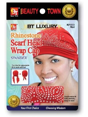 Bt Rhinestone Scarf Head Wrap Cap (rojo)