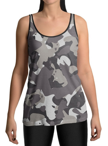 Regata Feminina Dry Fit Academia Camuflado Exercito Retro