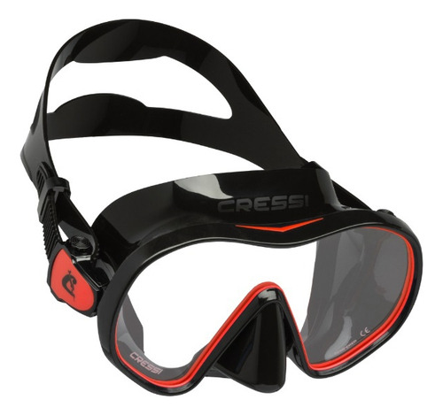 Máscara Silicone Mergulho Pesca Sub F-dual Frameless- Cressi Cor Preto E Vermelho
