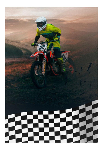 Painel Festa Retangular 3d Motocross Casadinho 1,50m X 2,20