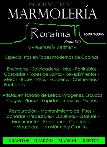 Imagen 2 de 10 de Especialistas En Tallas Granito - Marmolería Roraima Stone