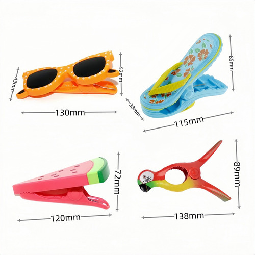 4 Bonitos Clips De Plástico Para Toallas De Playa, Pinzas Pa