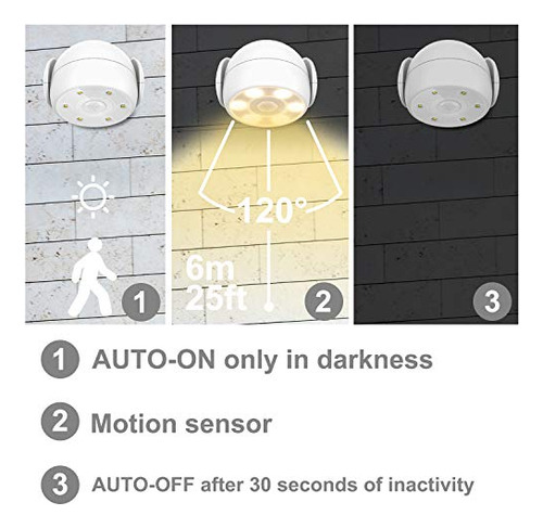 Luz De Sensor De Movimiento Exteriores, Funciona Pilas,...