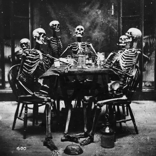 comprar Cuadro 45x45cm Calavera Esqueletos Bar Reunion Amigos