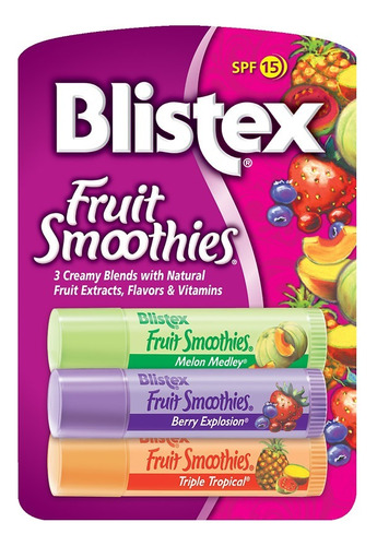 Bálsamo labial Blistex Fruit Smoothies con 3 sabores Fps 15