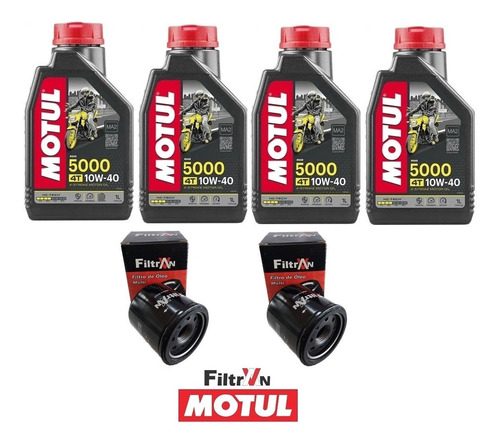 Combo 4 Óleo Motul 5000 10w40 + 2 Filtro Fram Ninja