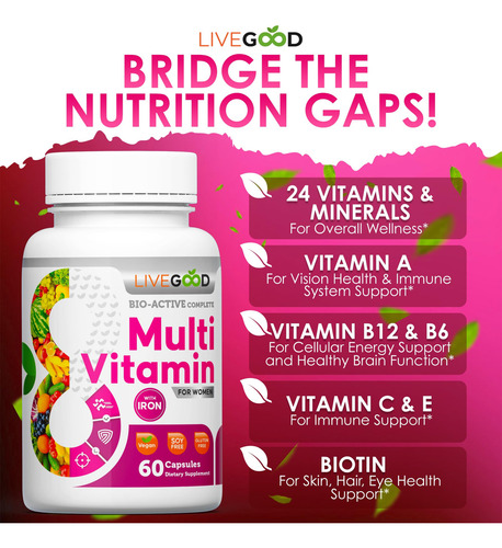 Livegood Multivitamínico Mujeres Con Hierro 60 Cápsulas