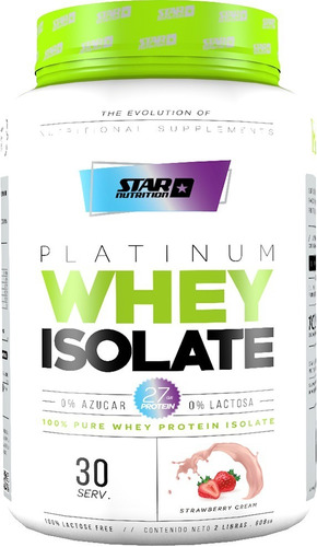 Star Nutrition Platinum Whey Isolate Proteínas Sabor Crema de fresa En Pote De 908g