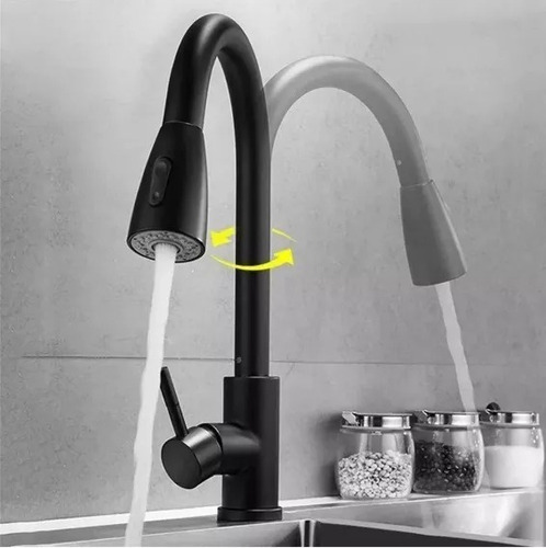 Llave Monomando Lavaplatos Profesional Extraíble Negra Color
