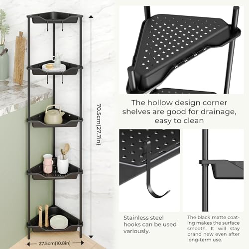 Odesign 5 Tier Floor Standing Corner Shower Caddy Organizer,