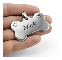 Comprar Pingente Plaquinha Identificação Pet Nome Gravado Aço Inox