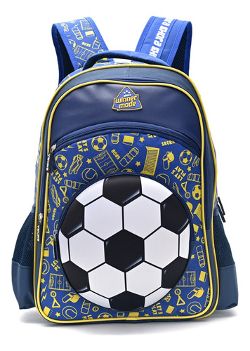 Mochila Escolar Lets Play Futbol Winner Mode Skora Azul