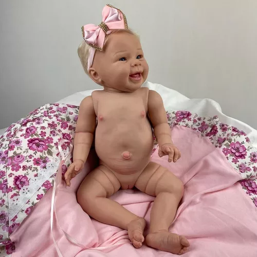 Bebê Reborn, Boneca Realista Loira Sorrindo