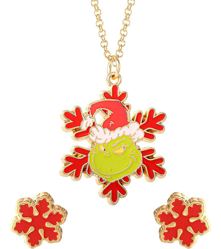 Dr. Seuss The Grinch - Juego De Collar Y Aretes Para Mujer, 