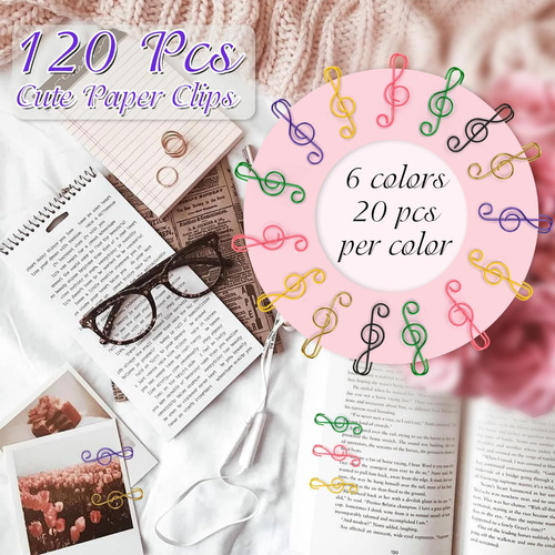 Sujetapapeles Yadiana Music, 120 Unidades, 6 Bonitos Colores