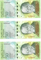 Comprar 3 Billetes Consecutivos Bsf. 50  - Af8 Junio 23 2015 