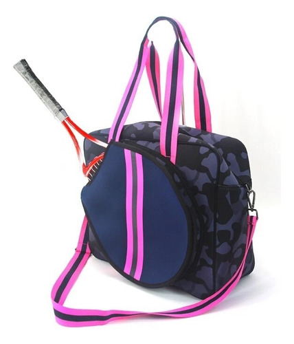 Bolso Cartera Deportiva Raqueta Tenis Pala Pádel Mujer Negro