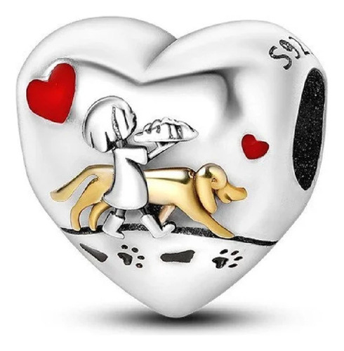 Charm 100% Auténtica Plata 925 Corazón Amistad Canina