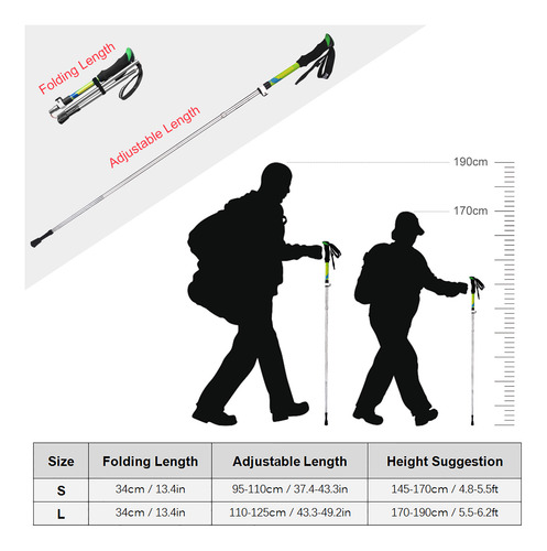 Set Trekking S Plegable, Ligero Y De 5 Secciones