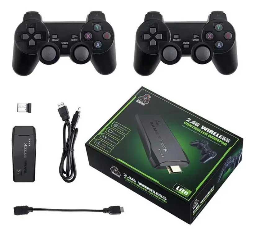 Adaptador Gamer Stick 4K Para TV HDMI, Com Controles Pretos