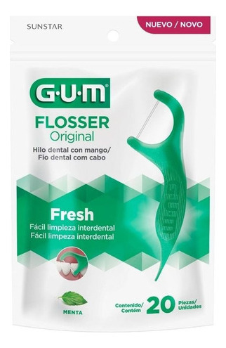 Gum Flossers - Hilo Dental Con Mango Menta Refresc Gum
